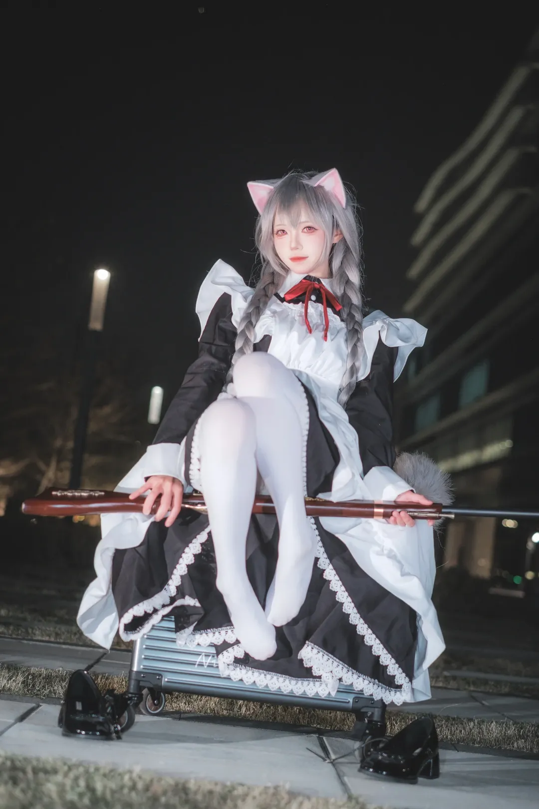cosplay, 漫展返图, 猫耳, 女仆装, 夜景摄影