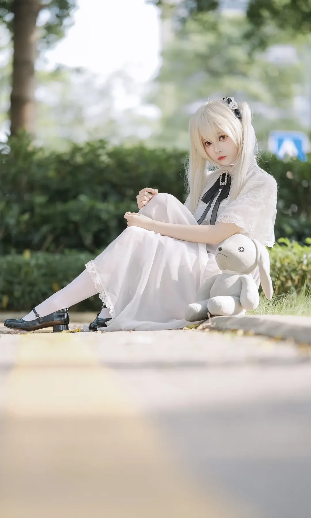 cosplay, 春日野穹cos, 穹妹, 缘之空, 白丝 - 第4张