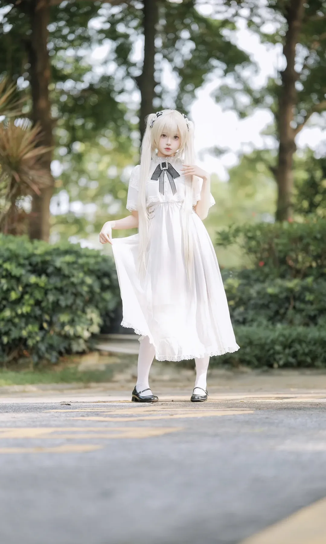 cosplay, 春日野穹cos, 穹妹, 缘之空, 白丝 - 第9张