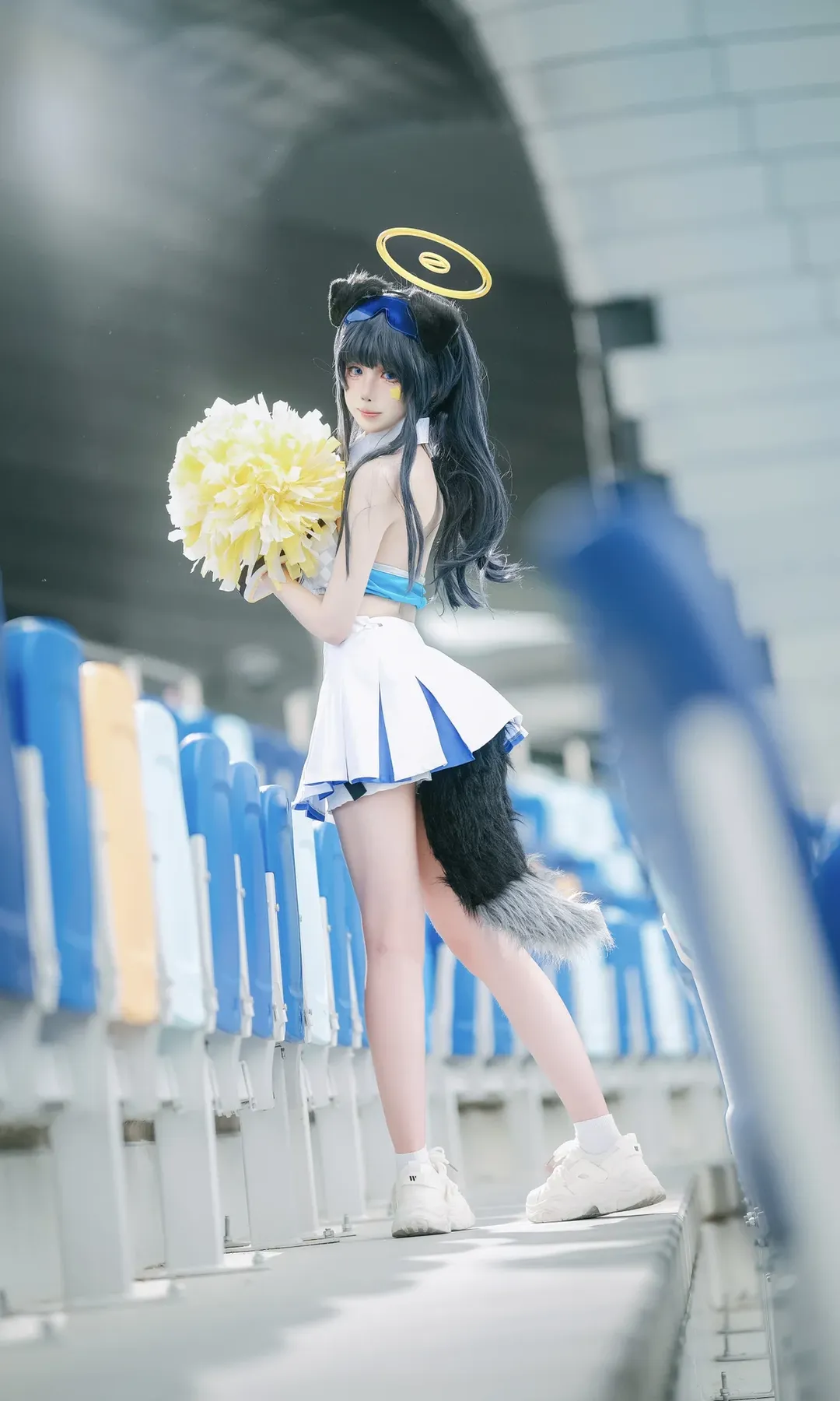 二次元摄影, 蔚蓝档案, 猫冢响cos, 啦啦队cosplay, 体育场写真 - 第1张