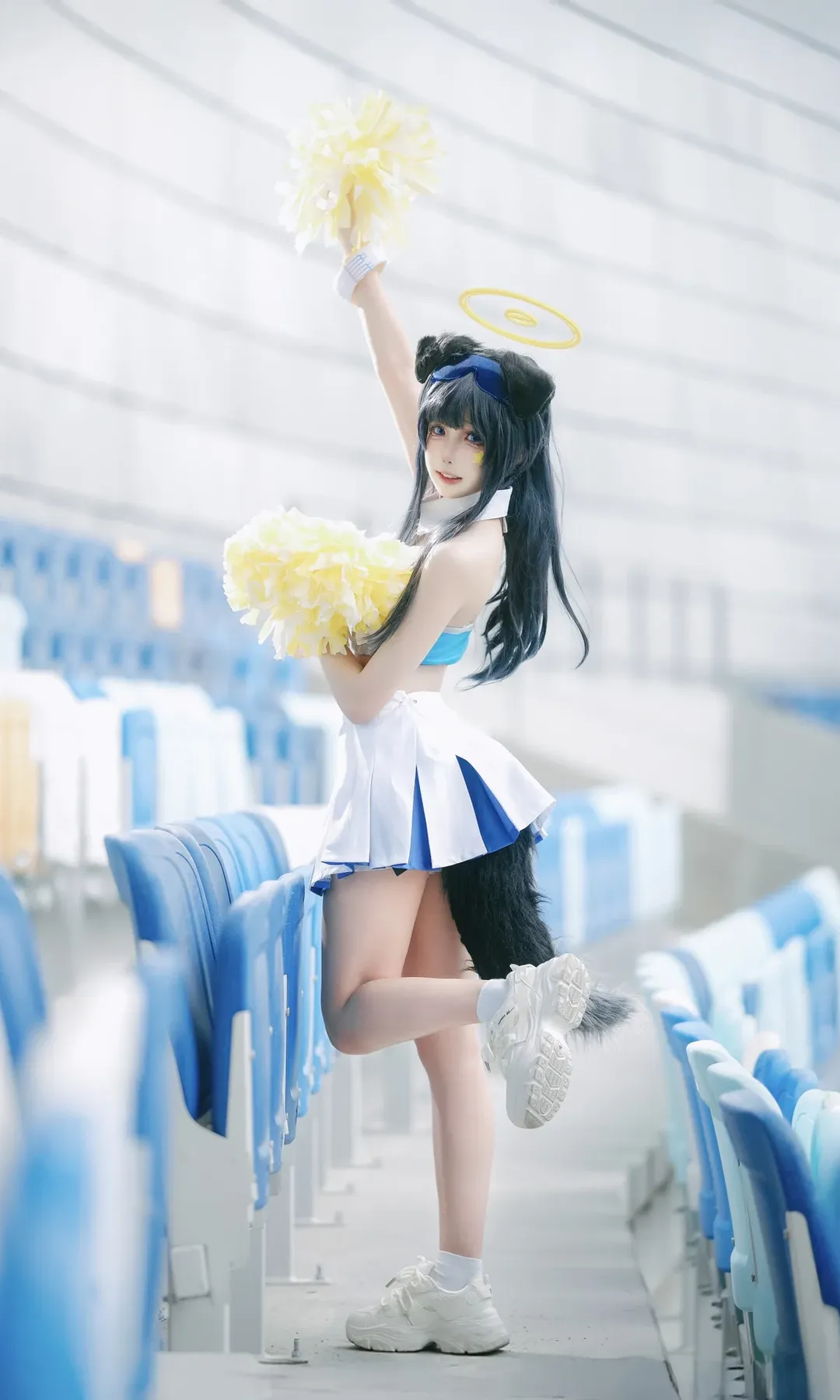 二次元摄影, 蔚蓝档案, 猫冢响cos, 啦啦队cosplay, 体育场写真 - 第3张