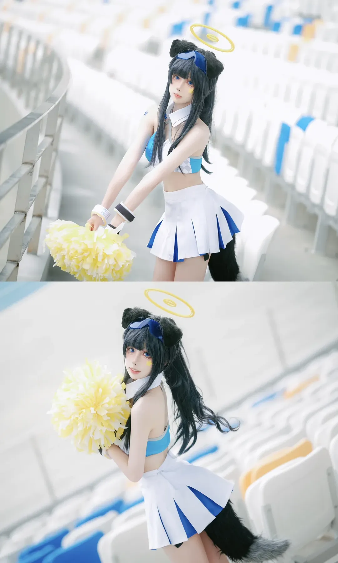 二次元摄影, 蔚蓝档案, 猫冢响cos, 啦啦队cosplay, 体育场写真 - 第4张