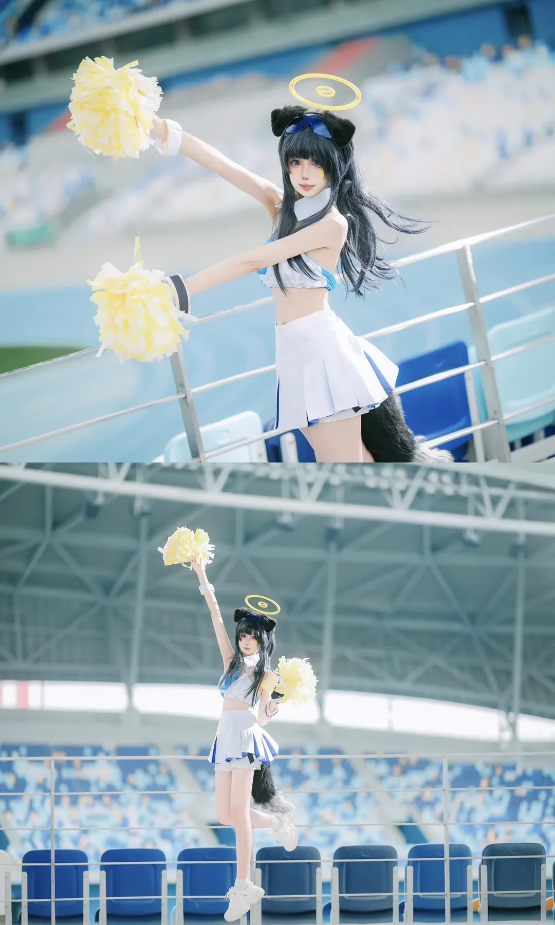 二次元摄影, 蔚蓝档案, 猫冢响cos, 啦啦队cosplay, 体育场写真 - 第8张