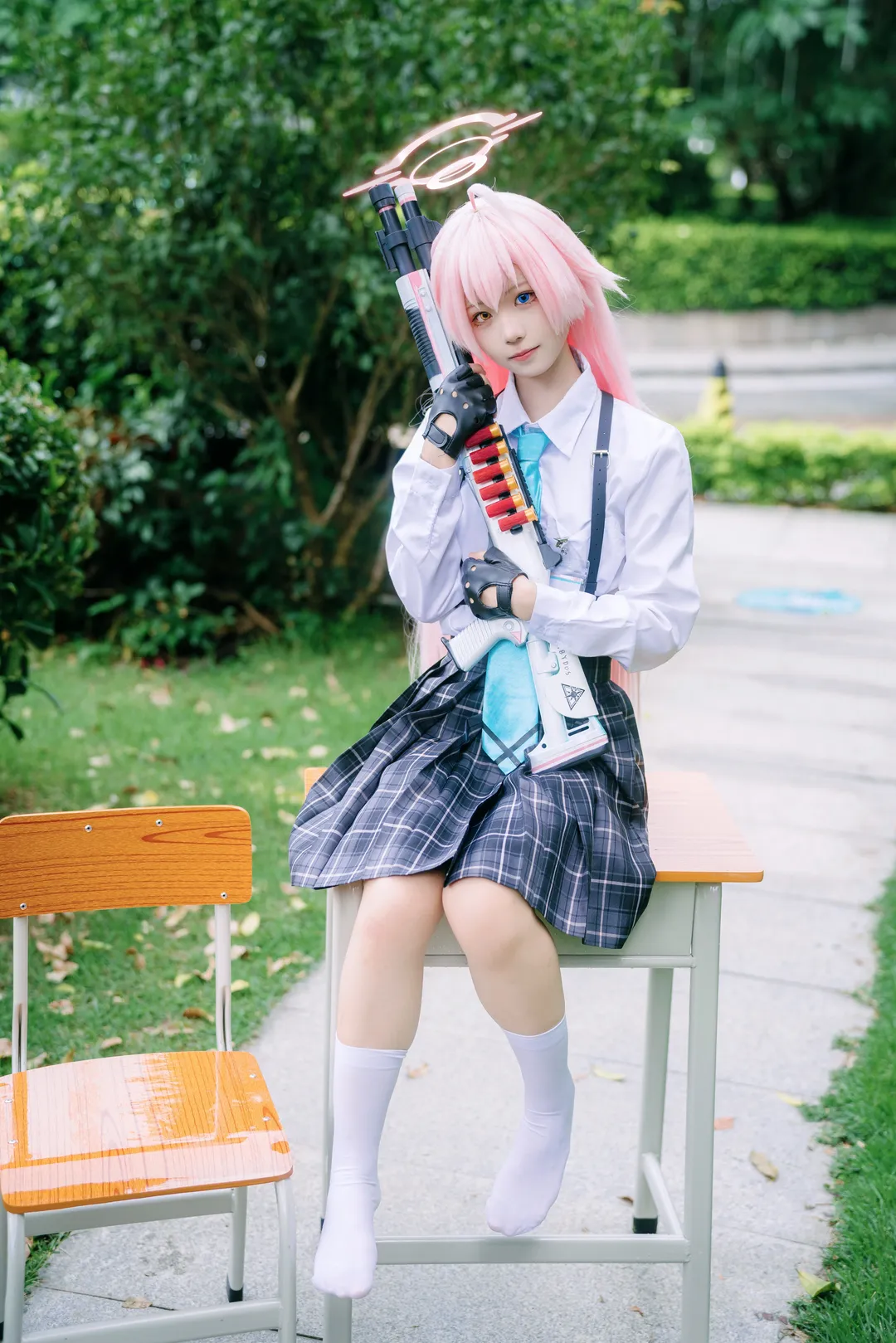 二次元, cosplay, 蔚蓝档案, 小鸟游星野cos, 校园风