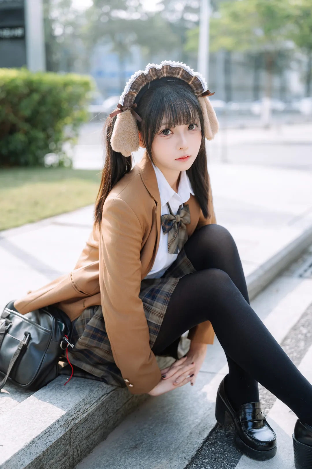 JK制服, 獣耳のヘアアクセサリー, ニコンZ5, イベントロケ撮, ダーク系コーデ - 1枚目