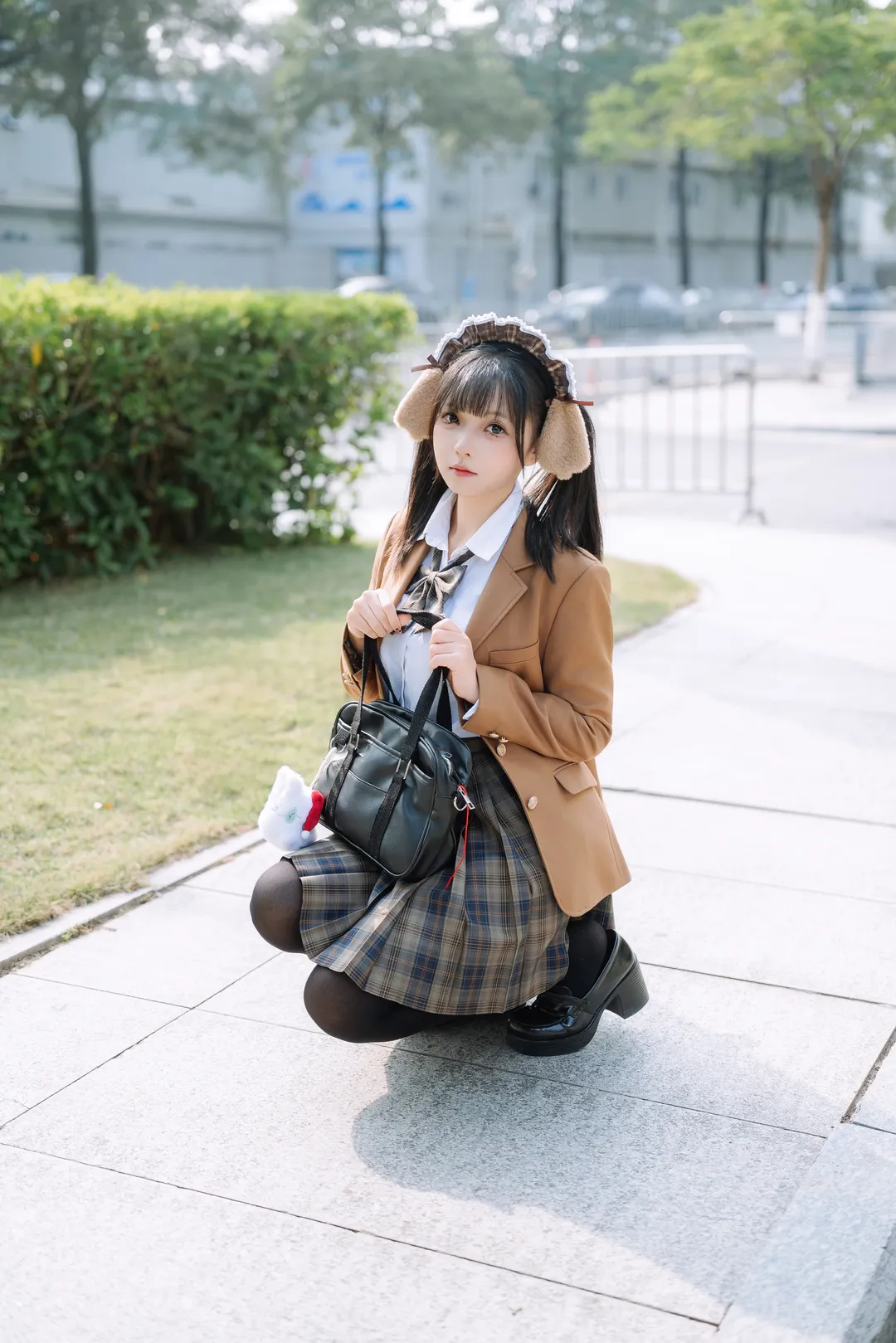 JK制服, 獣耳のヘアアクセサリー, ニコンZ5, イベントロケ撮, ダーク系コーデ - 3枚目