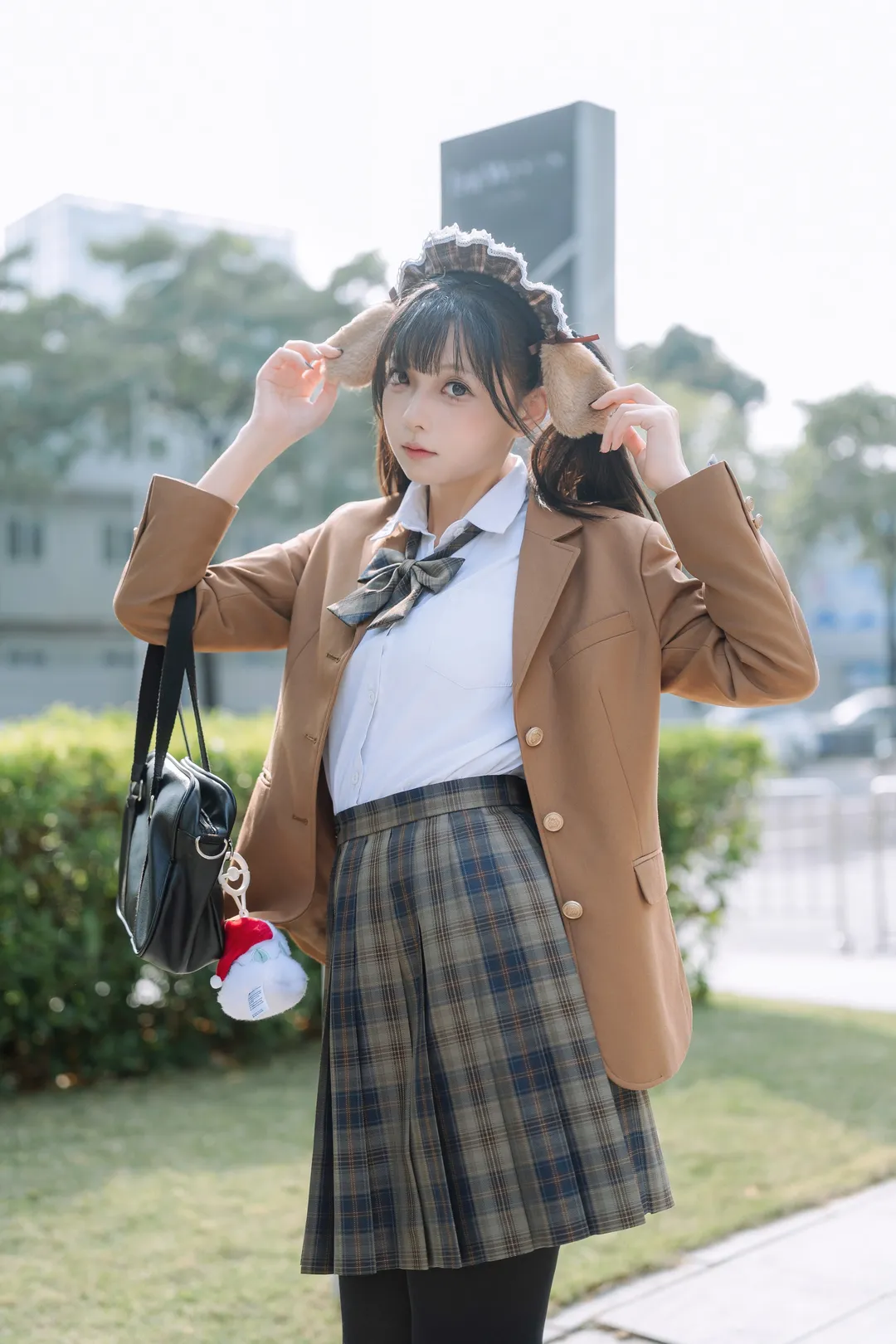 JK制服, 兽耳发饰, 尼康Z5, 漫展外拍, 厚黑穿搭