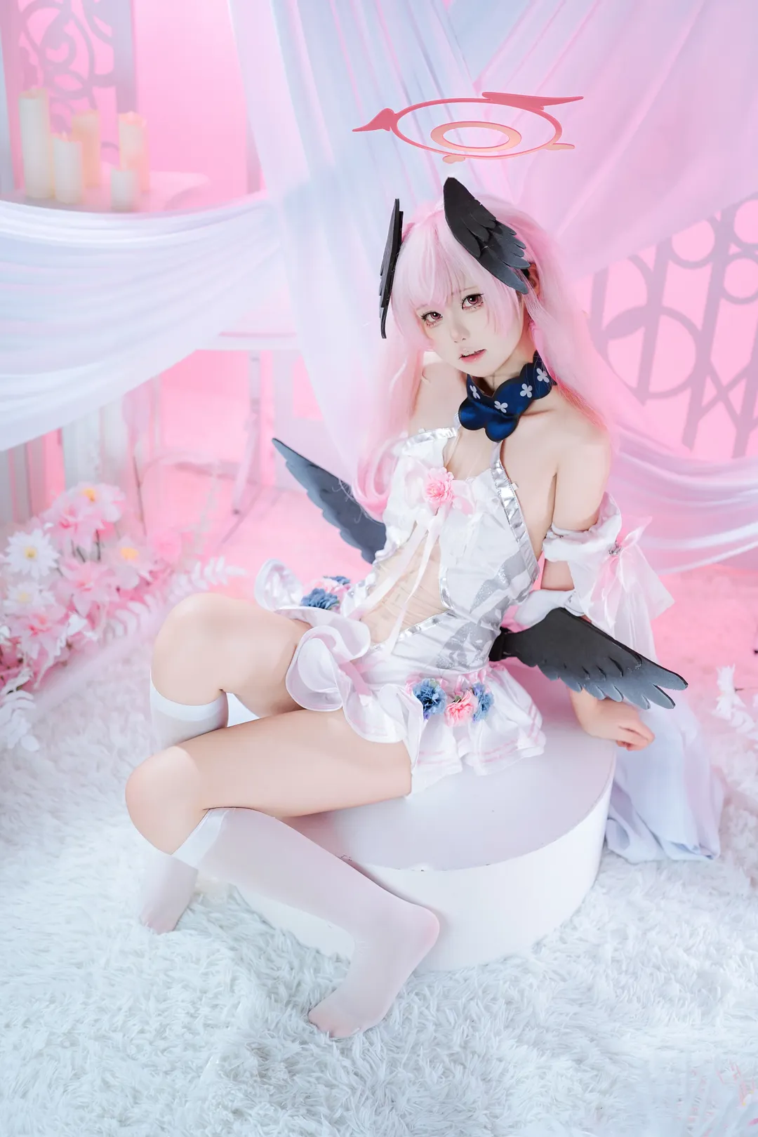 Blue Archive, Anime cosplay, Shimoe Koharu cosplay, Pure White Oath, Pink-haired cute girl