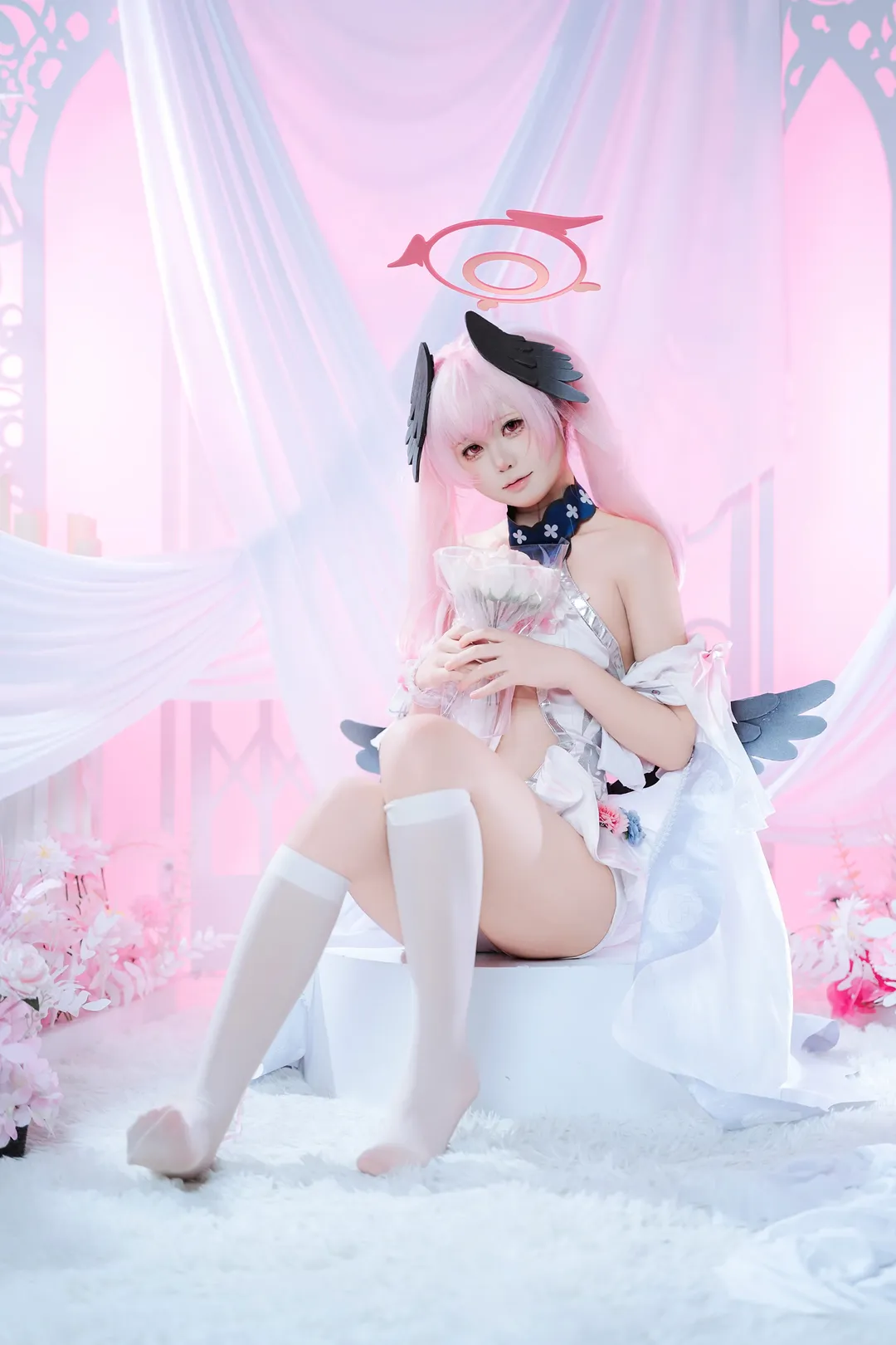 ブルーアーカイブ, 二次元コスプレ, 下江コハル コスプレ, 純白の誓い, ピンク髪の可愛い女の子 - 4枚目