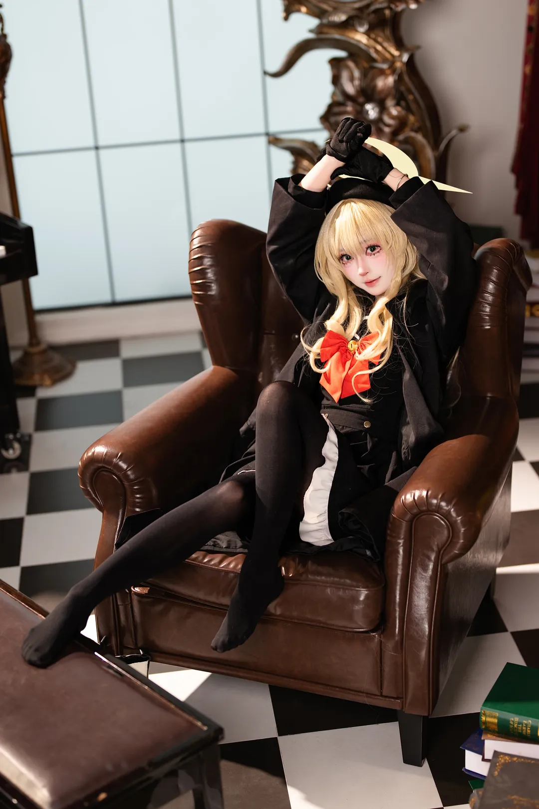 二次元摄影, 蔚蓝档案, 笑面教授cos, cosplay正片, 黑丝制服 - 第12张