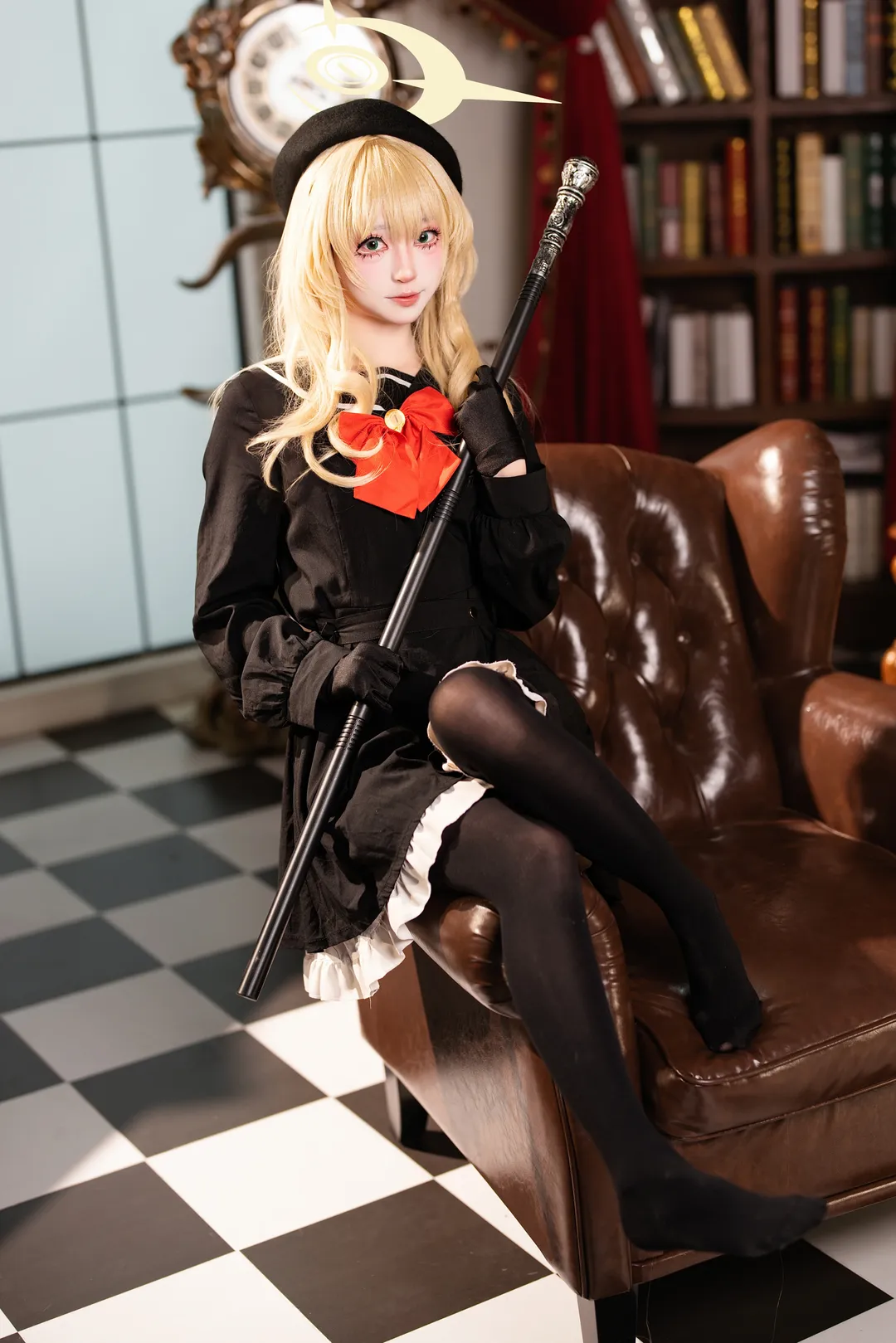 二次元摄影, 蔚蓝档案, 笑面教授cos, cosplay正片, 黑丝制服 - 第13张