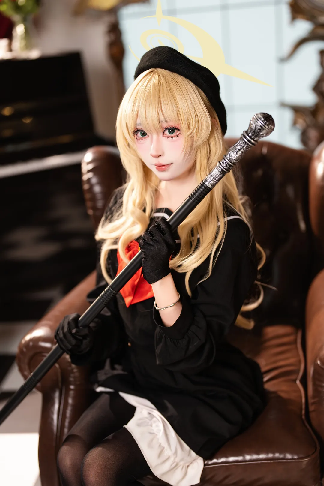 二次元摄影, 蔚蓝档案, 笑面教授cos, cosplay正片, 黑丝制服 - 第9张