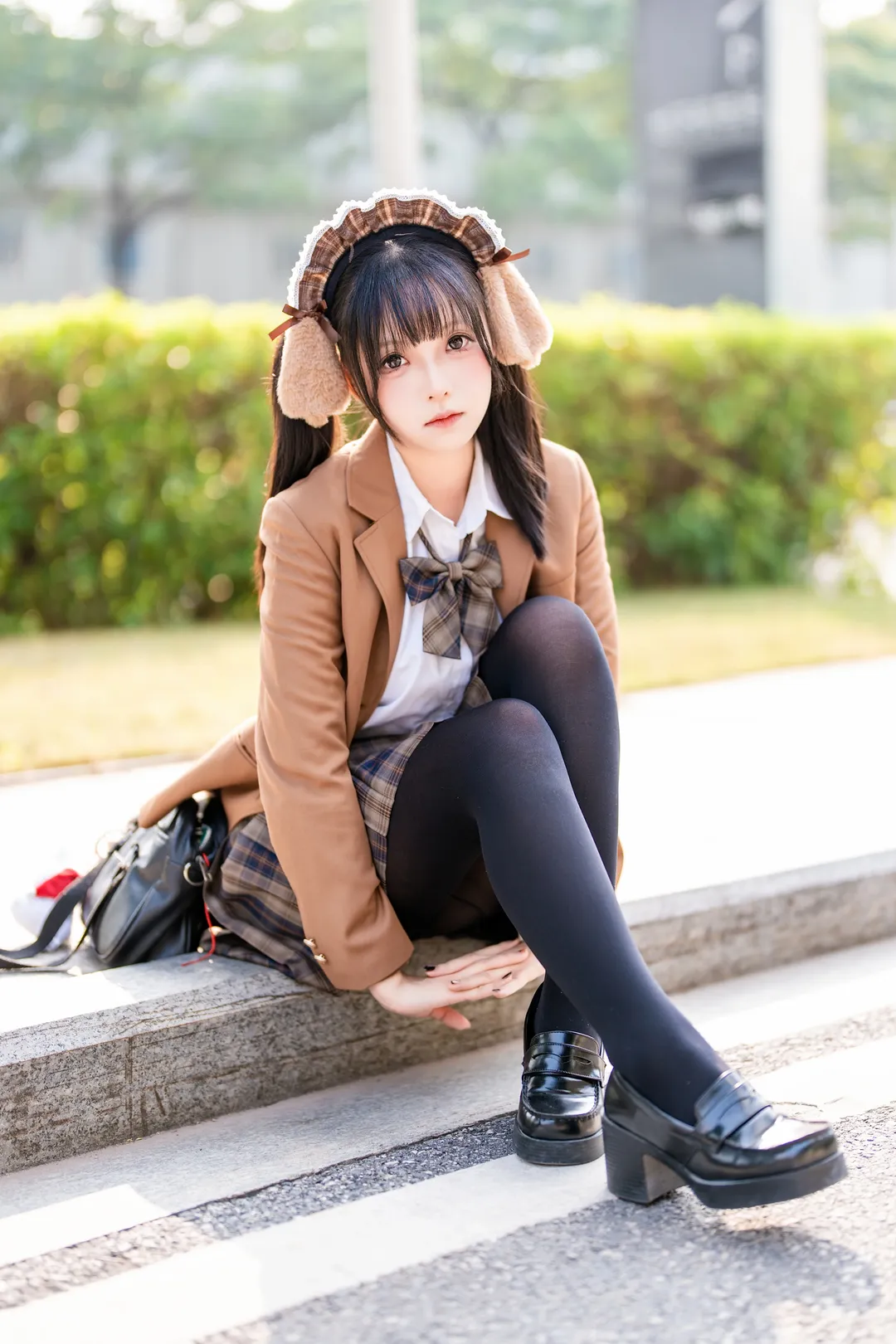 漫展返图, JK制服, 人像摄影, 兽耳少女, 焦糖色jk - 第1张