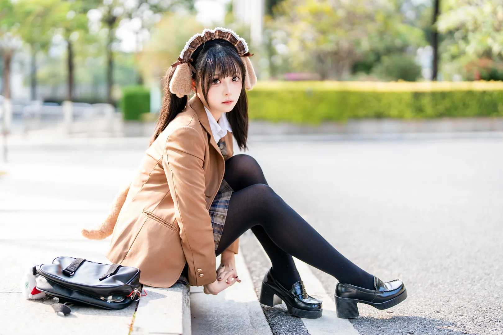 漫展返图, JK制服, 人像摄影, 兽耳少女, 焦糖色jk - 第4张