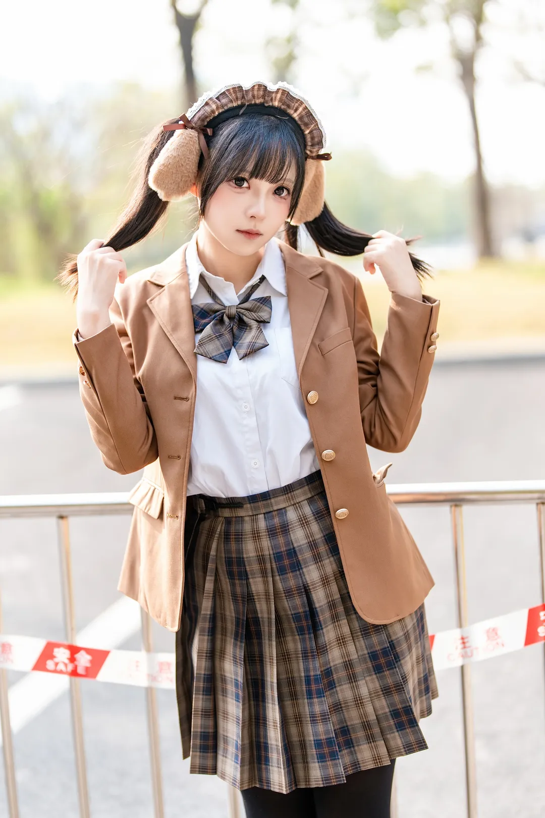 漫展返图, JK制服, 人像摄影, 兽耳少女, 焦糖色jk - 第6张