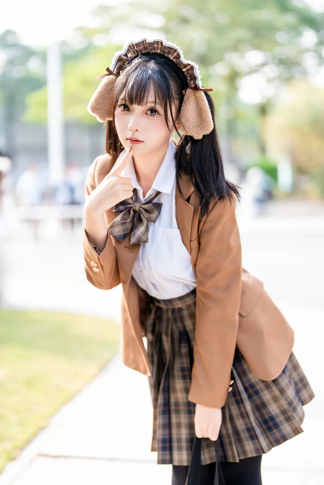 漫展返图, JK制服, 人像摄影, 兽耳少女, 焦糖色jk - 第8张
