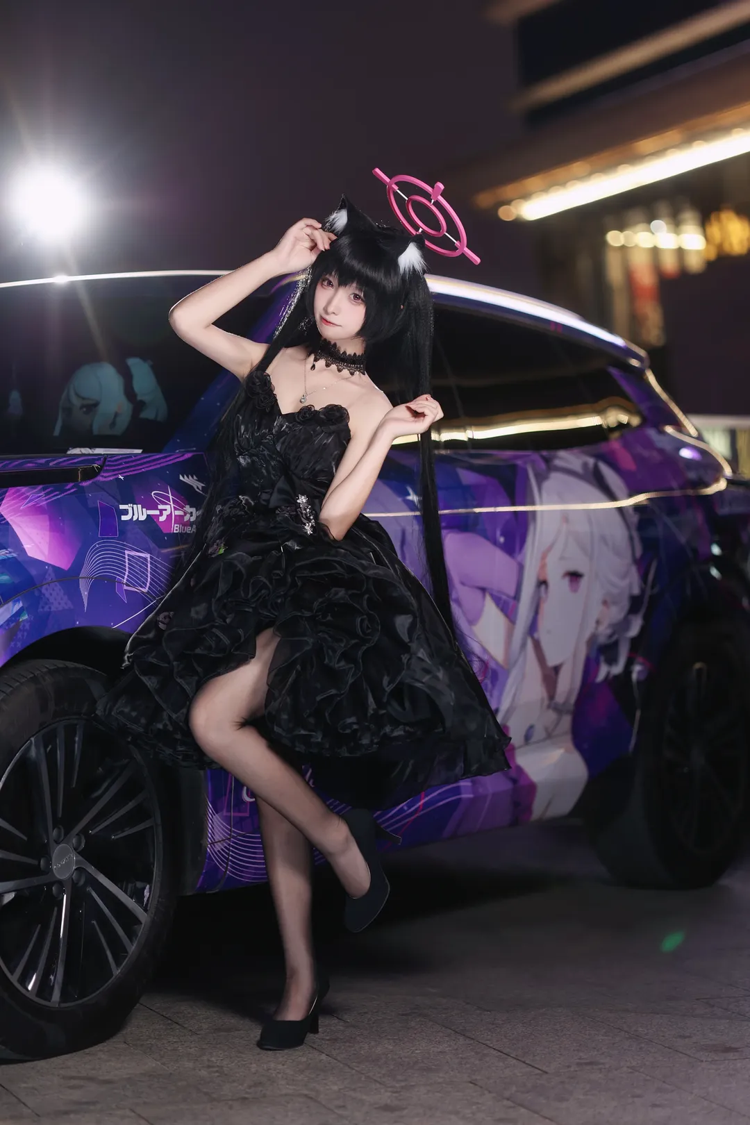 蔚蓝档案, 黑见芹香cos, 蔚蓝档案cosplay, 礼服穿搭, 痛车摄影