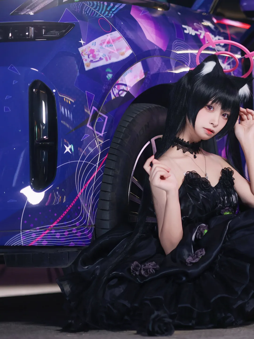 蔚蓝档案, 黑见芹香cos, 蔚蓝档案cosplay, 礼服穿搭, 痛车摄影 - 第3张