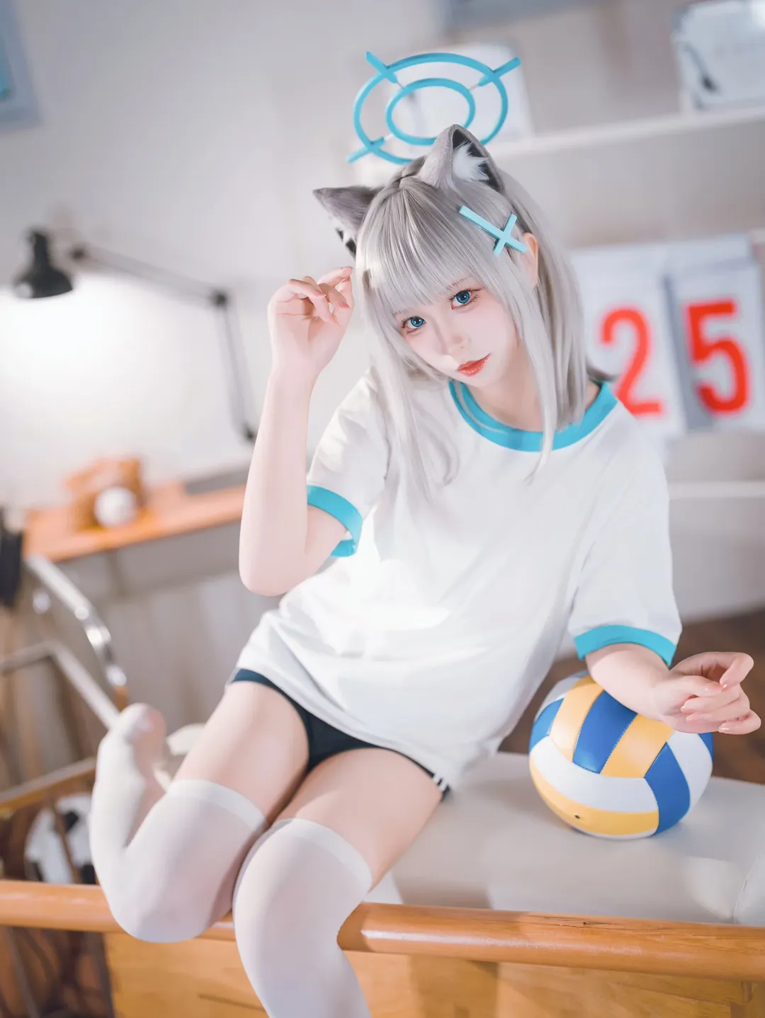 蔚蓝档案, 砂狼白子cos, 运动风cos, 白子cos, 体操服cosplay