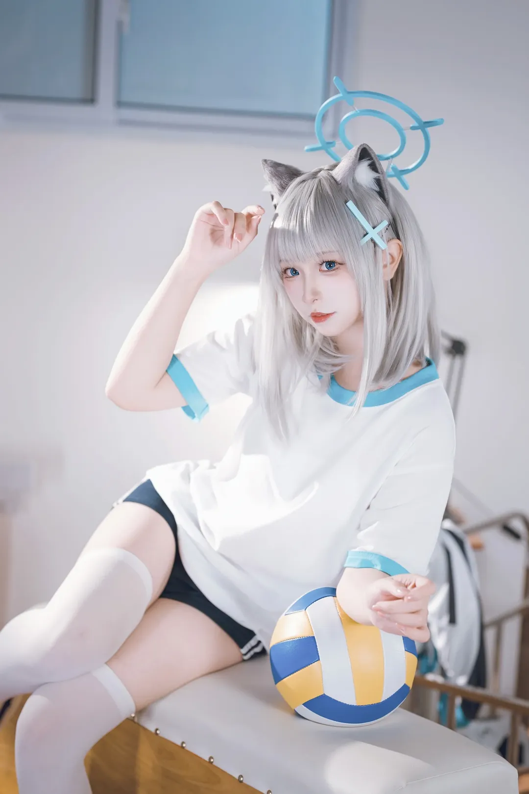 蔚蓝档案, 二次元cosplay, 白丝, 砂狼白子cos, 体操服cos