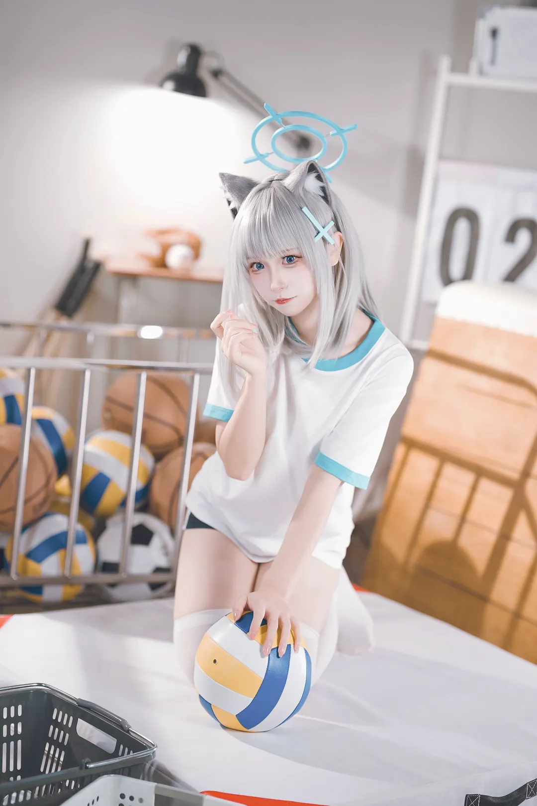 蔚蓝档案, 二次元cosplay, 白丝, 砂狼白子cos, 体操服cos - 第3张