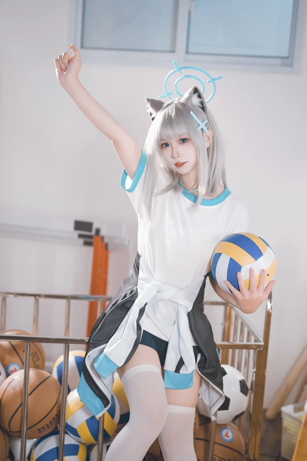 蔚蓝档案, 二次元cosplay, 白丝, 砂狼白子cos, 体操服cos - 第4张