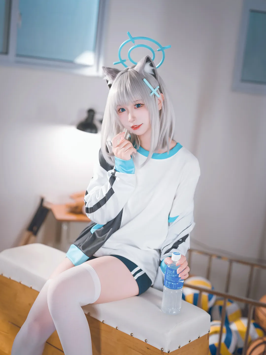蔚蓝档案, 二次元cosplay, 白丝, 砂狼白子cos, 体操服cos - 第5张