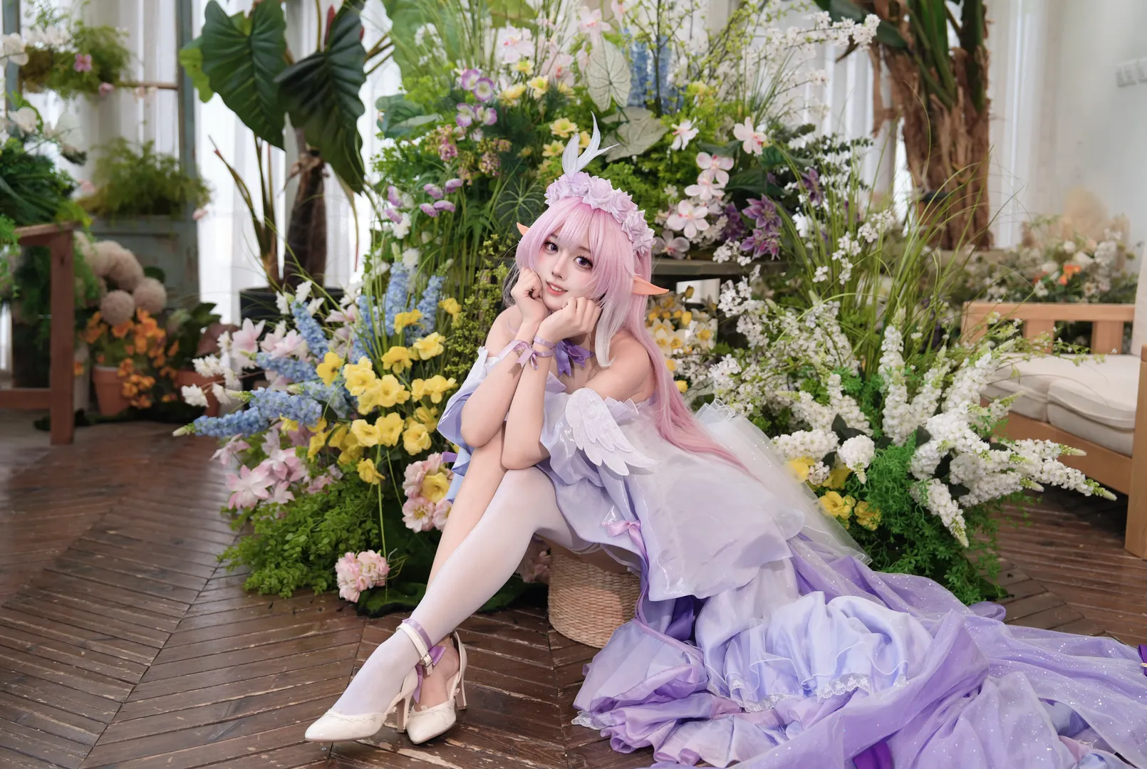 爱莉希雅cos, 花间颂歌, 唯美写真, 少女感, 城市花园婚纱摄影 - 第3张