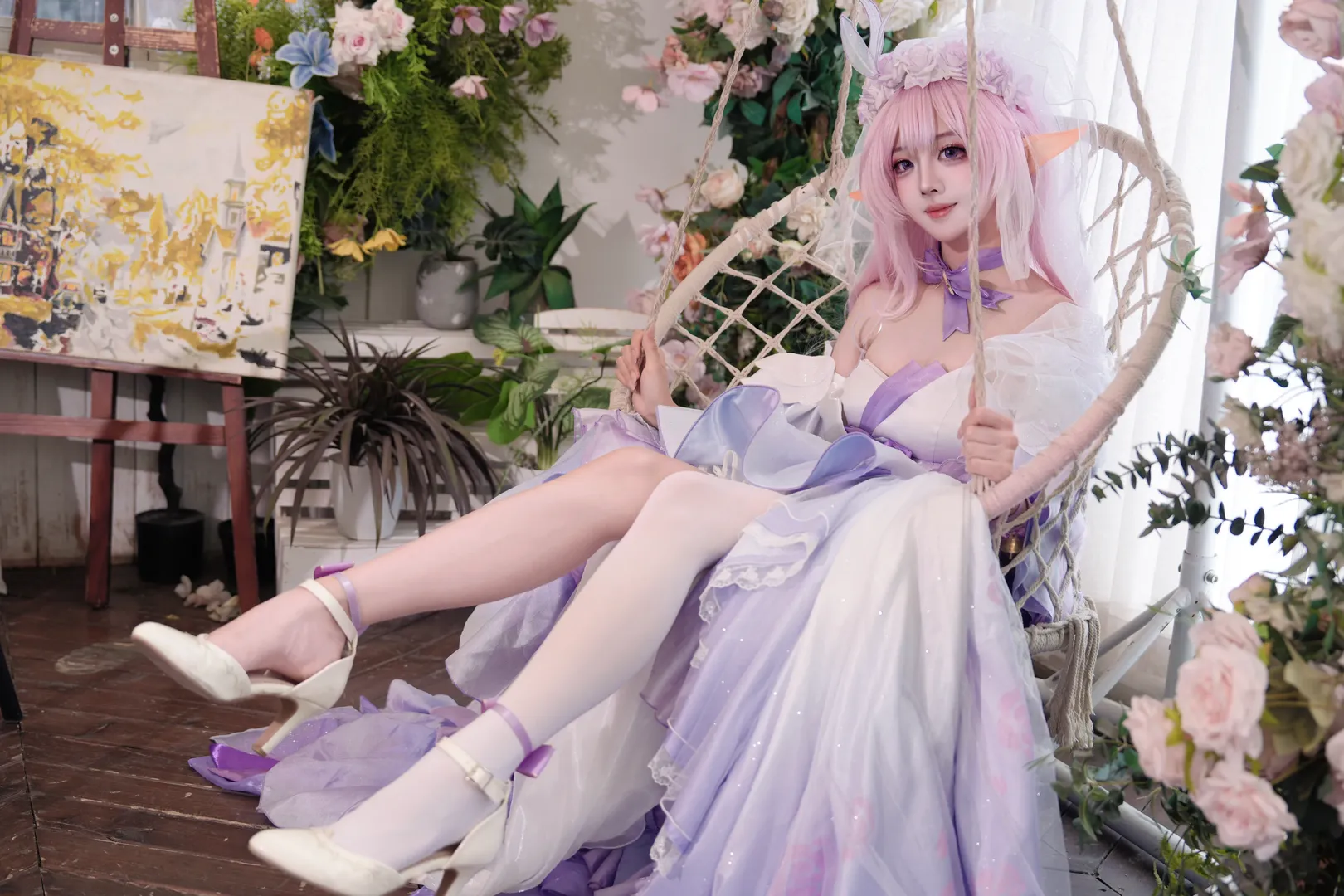 爱莉希雅cos, 花间颂歌, 唯美写真, 少女感, 城市花园婚纱摄影 - 第7张