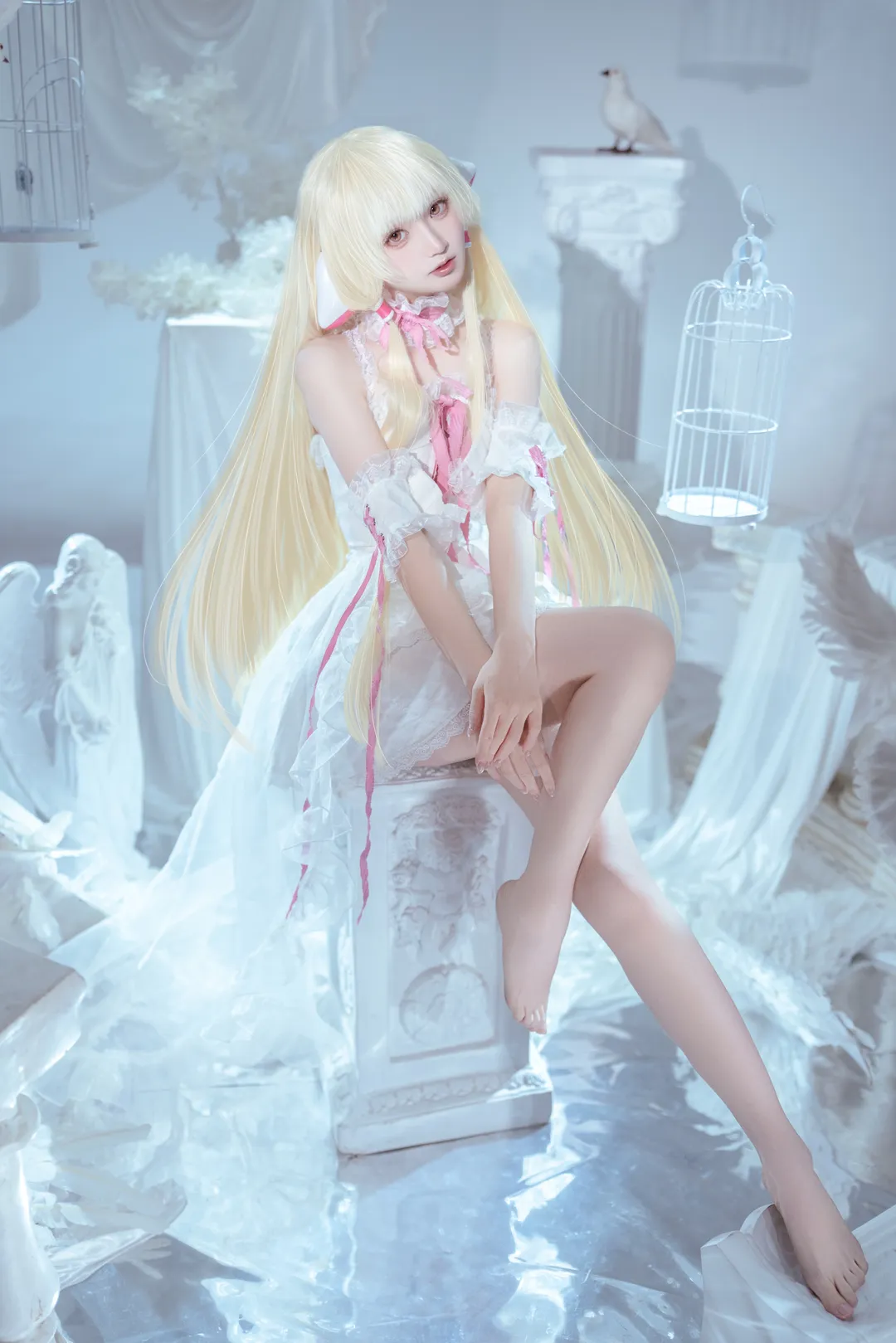 cosplay, 小叽cos, 人形电脑天使心, 圣洁风格, 白纱质感 - 第3张