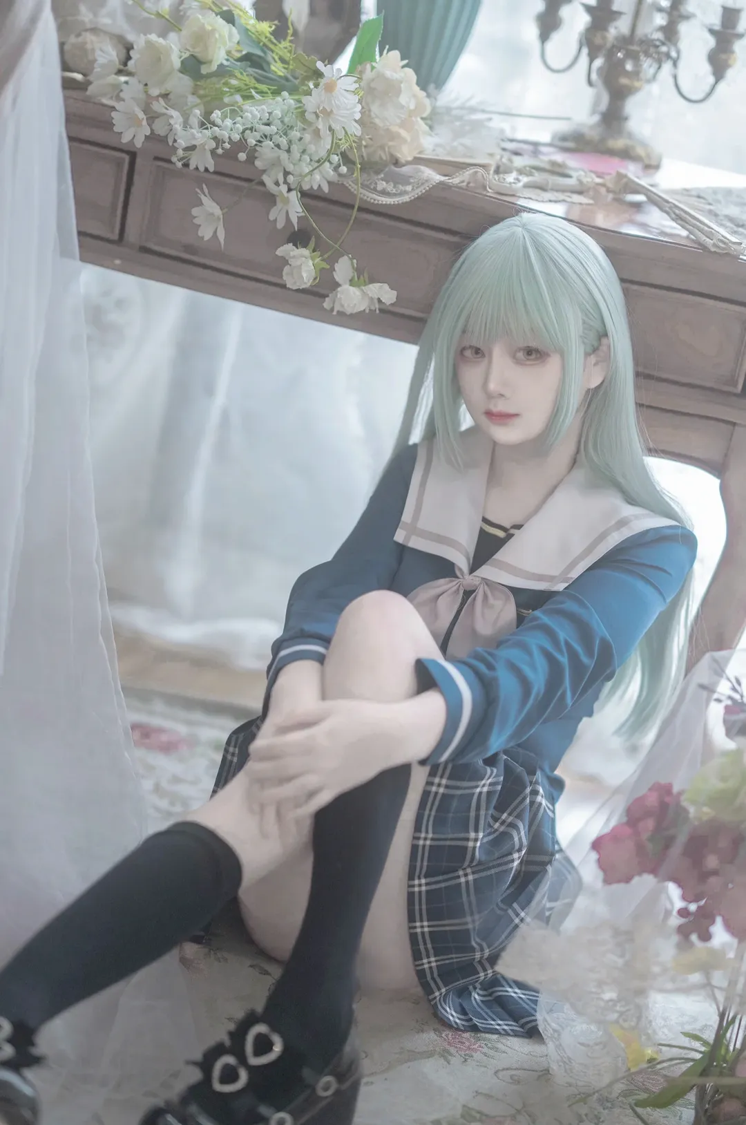 氛围感摄影, 二次元cosplay, JK制服, 若叶睦cos, MyGO!!!!! - 第1张