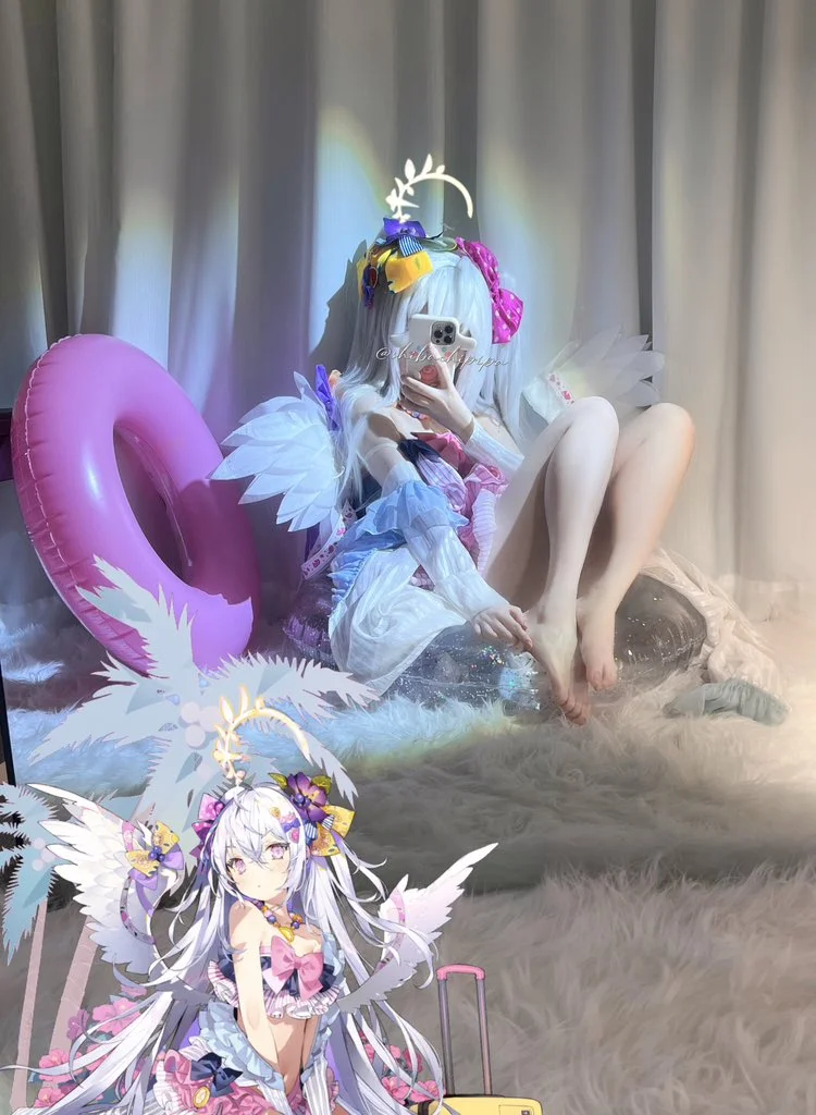 角色扮演, cosplay, 泳装cos, 碧蓝档案cos, 白毛二次元