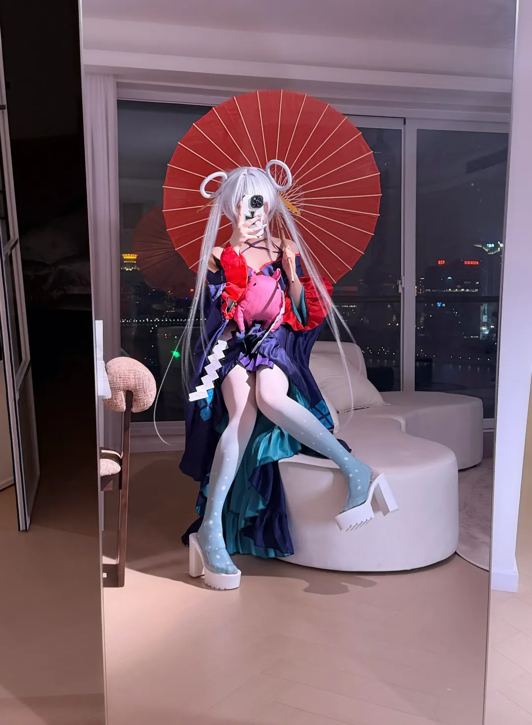 鏡越し自撮り, かぐや姫 コスプレ, コスプレ日常, 二次元ファッション, 超かぐや姫！