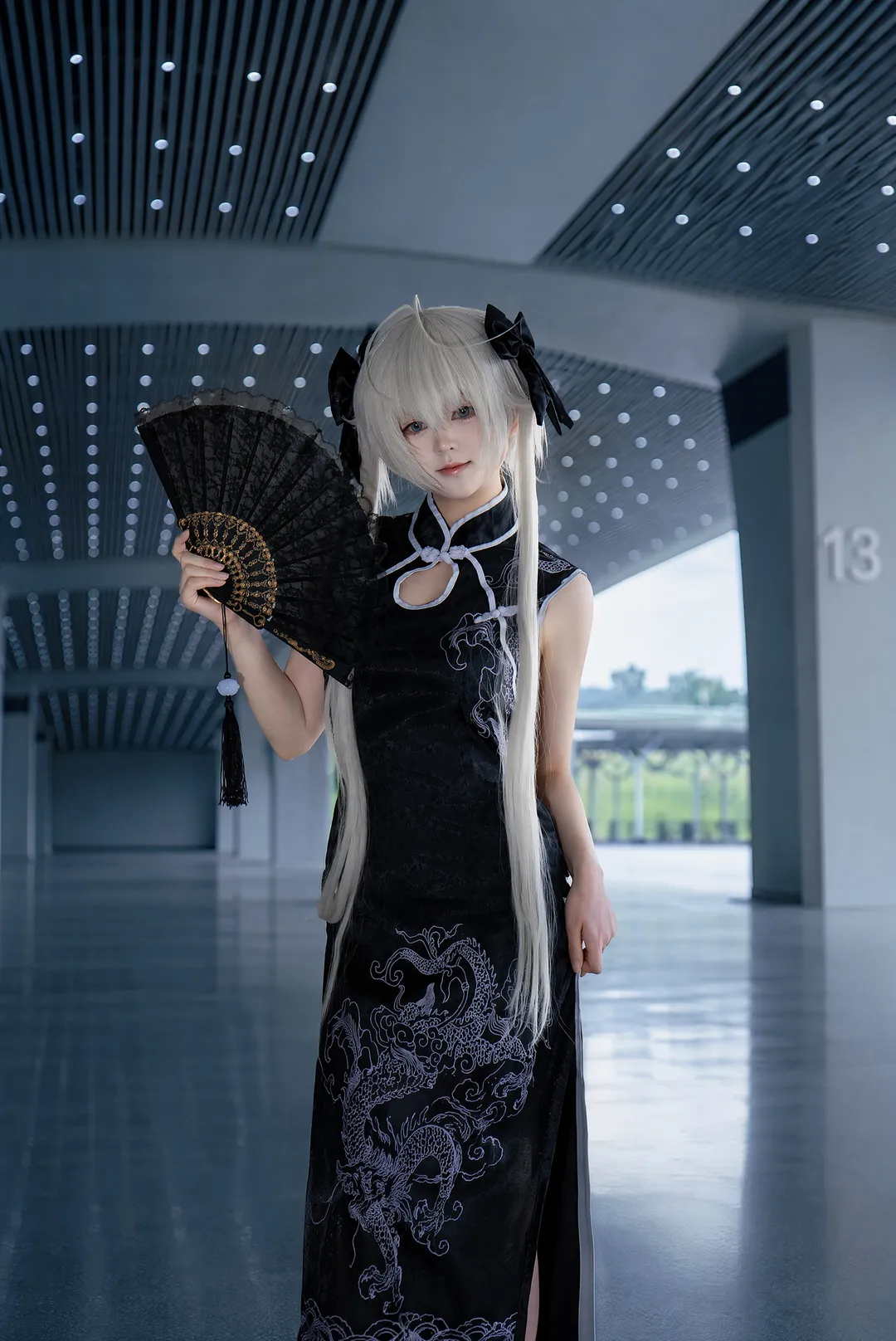 春日野穹cos, 緣之空, 新中式國風, 龍紋旗袍, 清冷少女 - 第3張