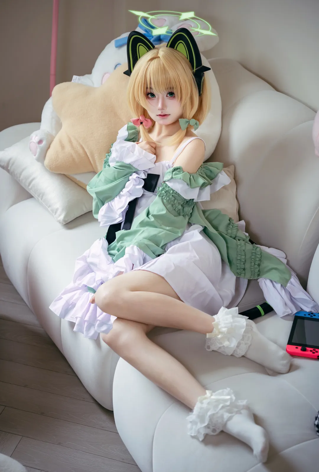 二次元少女, 蔚蓝档案, 才羽绿cos, 游戏开发部, 碧蓝档案cosplay - 第1张