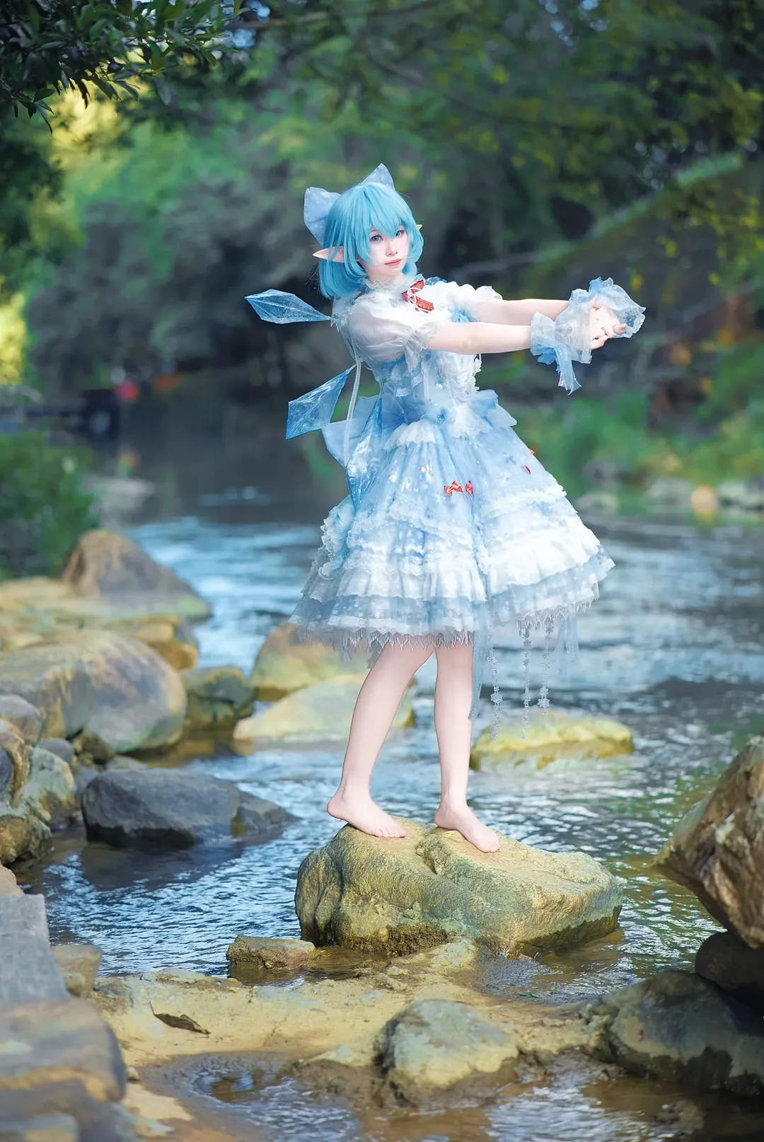 二次元少女, 东方Project, cosplay摄影, 琪露诺cos, 户外Cos - 第4张
