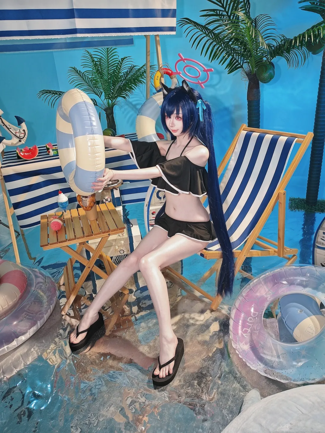 二次元摄影, 蔚蓝档案, 泳装cosplay, 夏日写真, 黑见芹香cos - 第1张