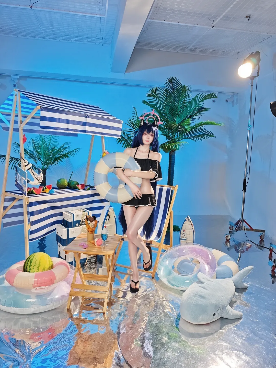 蔚蓝档案, 二次元cosplay, 夏日泳装, 黑见芹香cos, 棚拍花絮 - 第1张