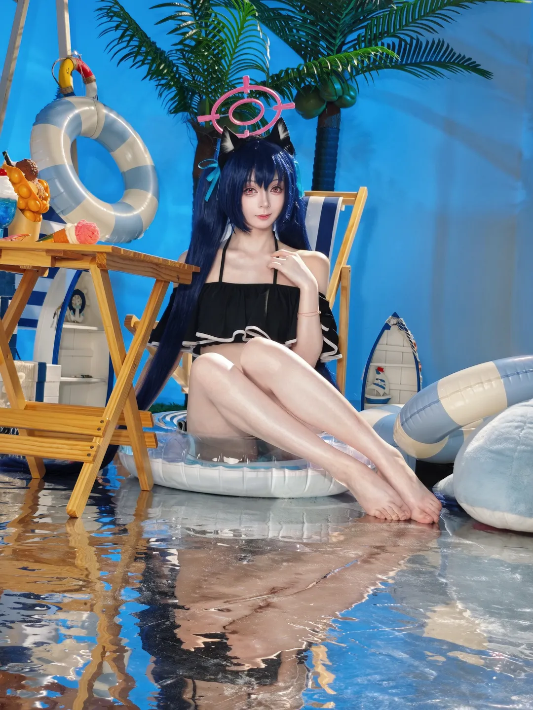 蔚蓝档案, 二次元cosplay, 夏日泳装, 黑见芹香cos, 棚拍花絮