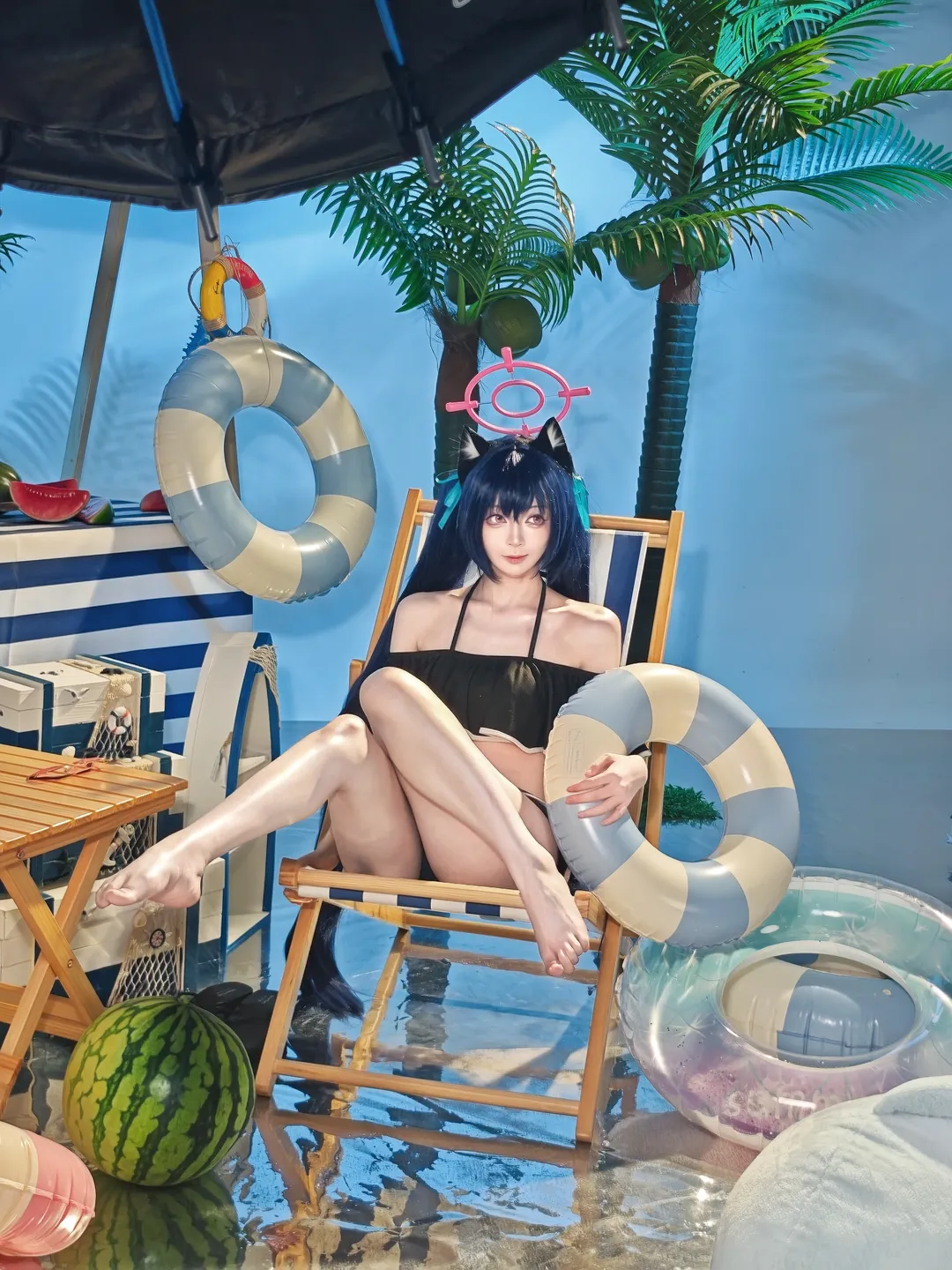 蔚蓝档案, 二次元cosplay, 夏日泳装, 黑见芹香cos, 棚拍花絮 - 第3张