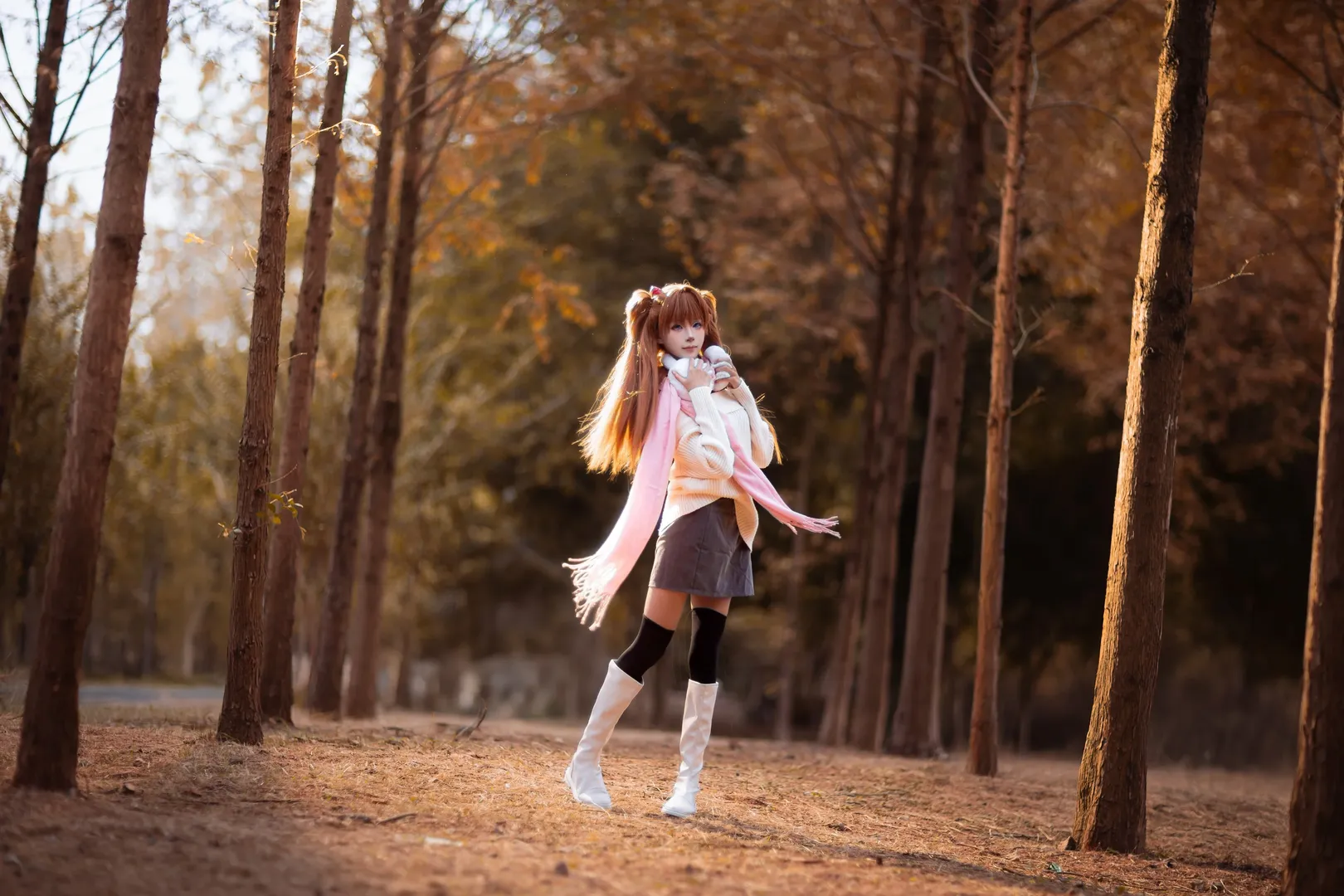 EVA, 明日香cos, 新世纪福音战士, 水杉林外景, 冬服cosplay - 第2张