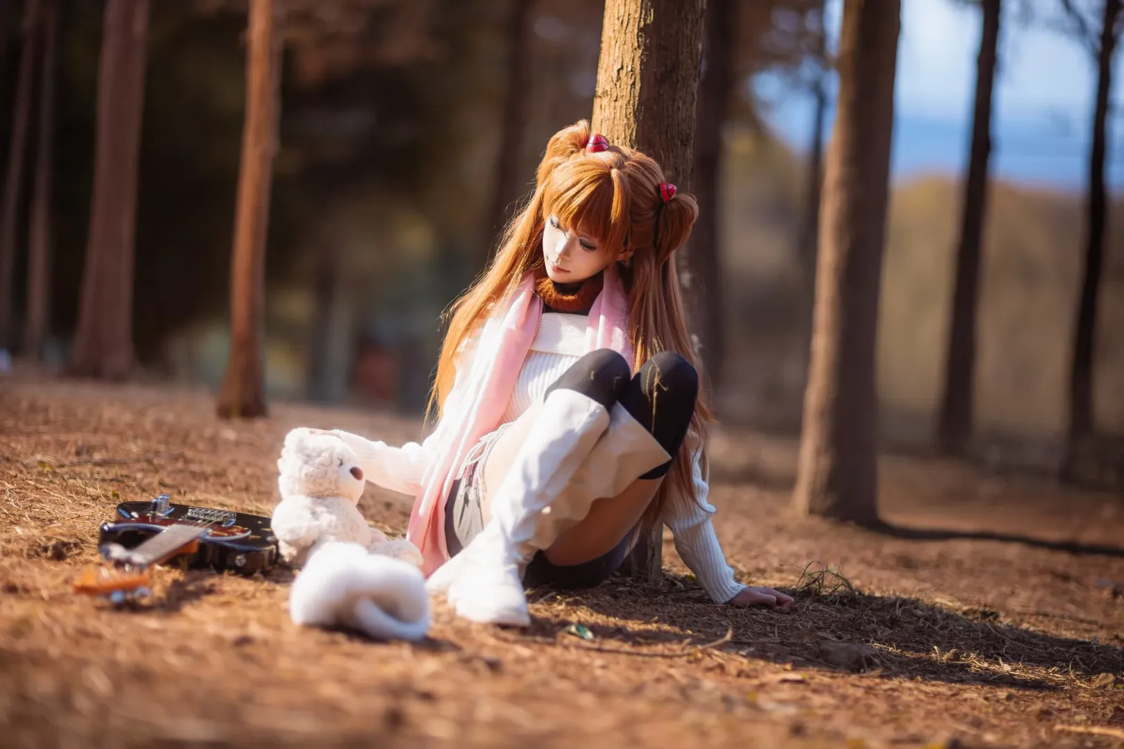 EVA, 明日香cos, 新世纪福音战士, 水杉林外景, 冬服cosplay - 第4张