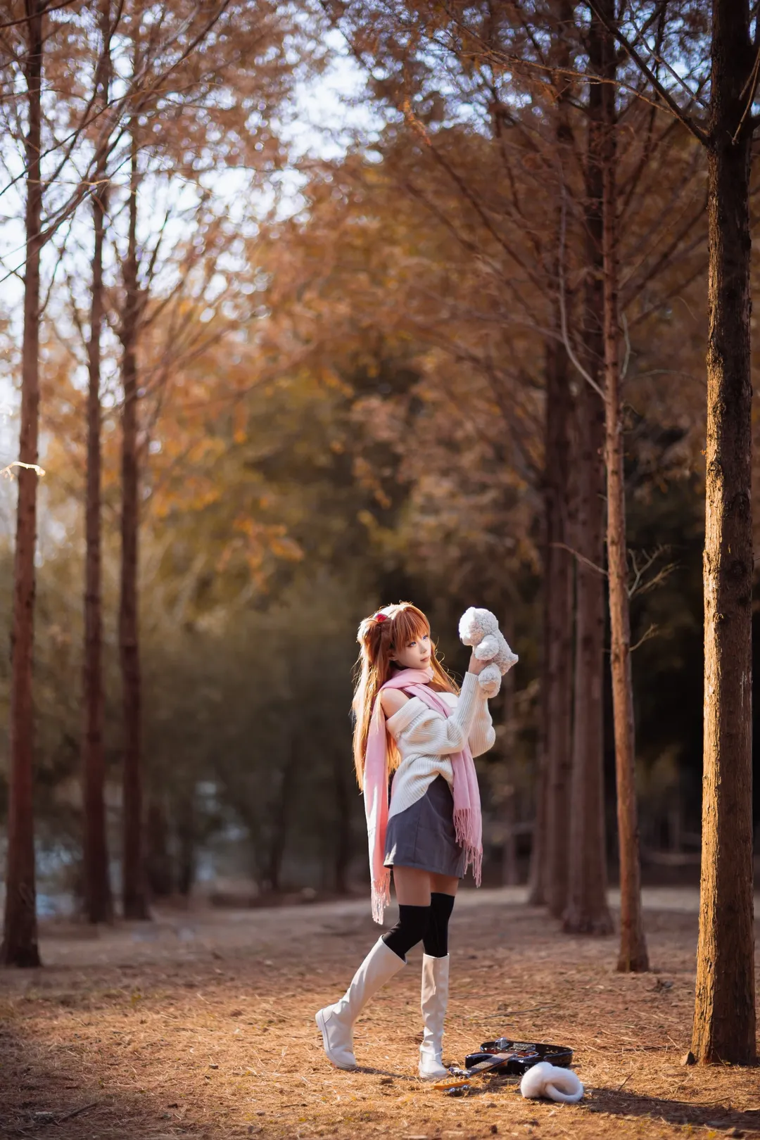 EVA, 明日香cos, 新世纪福音战士, 水杉林外景, 冬服cosplay - 第6张