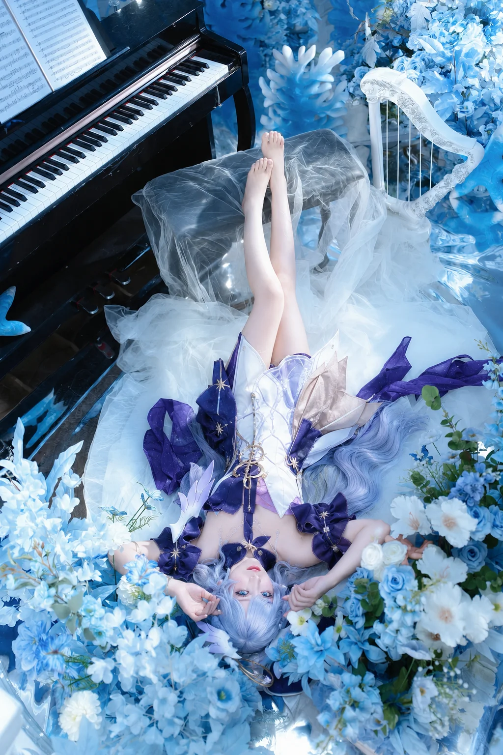 崩壊：スターレイル, ロビン コスプレ, コスプレ撮影, 音楽要素, 幻想的なブルートーンの背景 - 1枚目