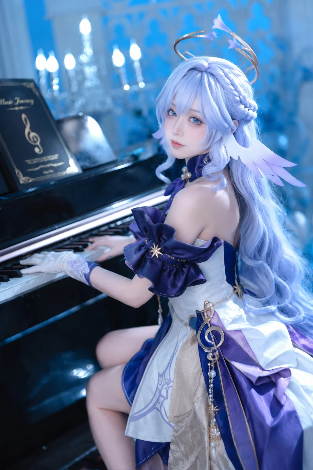 崩壊：スターレイル, ロビン コスプレ, コスプレ撮影, 音楽要素, 幻想的なブルートーンの背景 - 3枚目