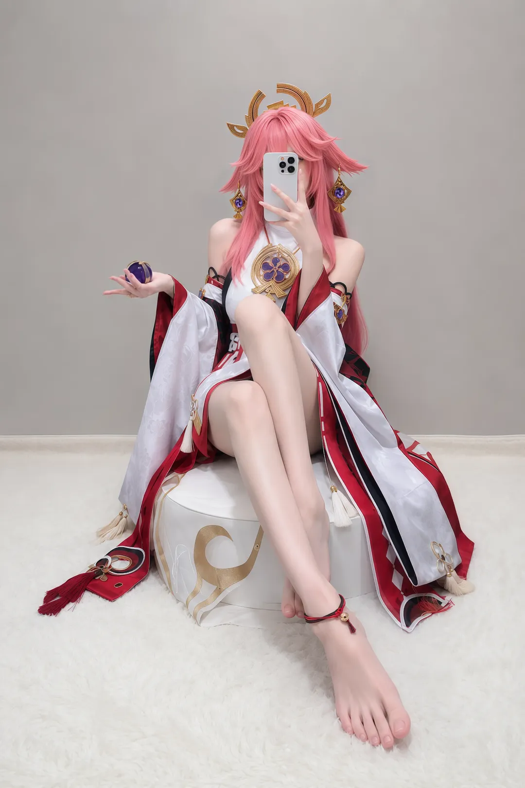 原神, cosplay, 八重神子cos, 粉发, 二次元装扮 - 第1张