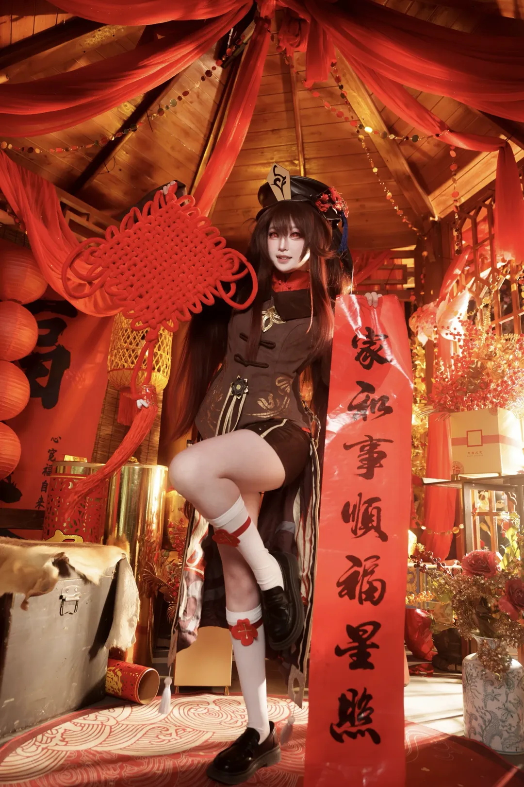 原神, cosplay摄影, 胡桃cos, 新年贺图, 新春国风 - 第1张