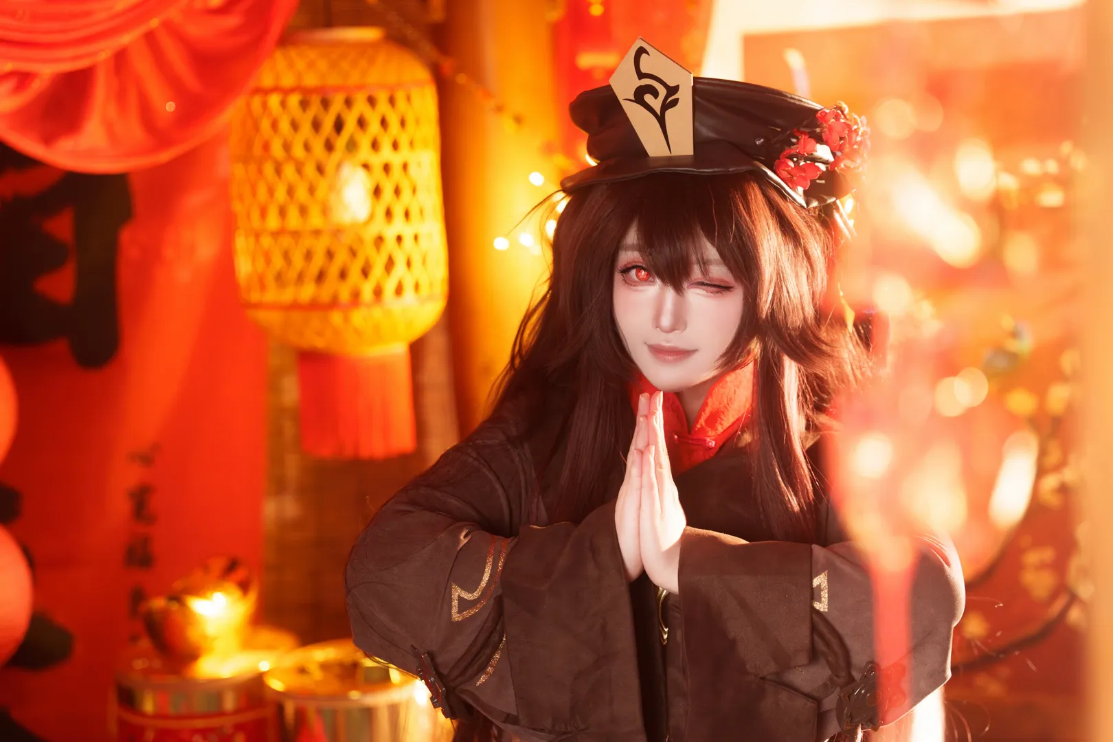 原神, コスプレ撮影, 胡桃コスプレ, 年賀イラスト, 新春中国風