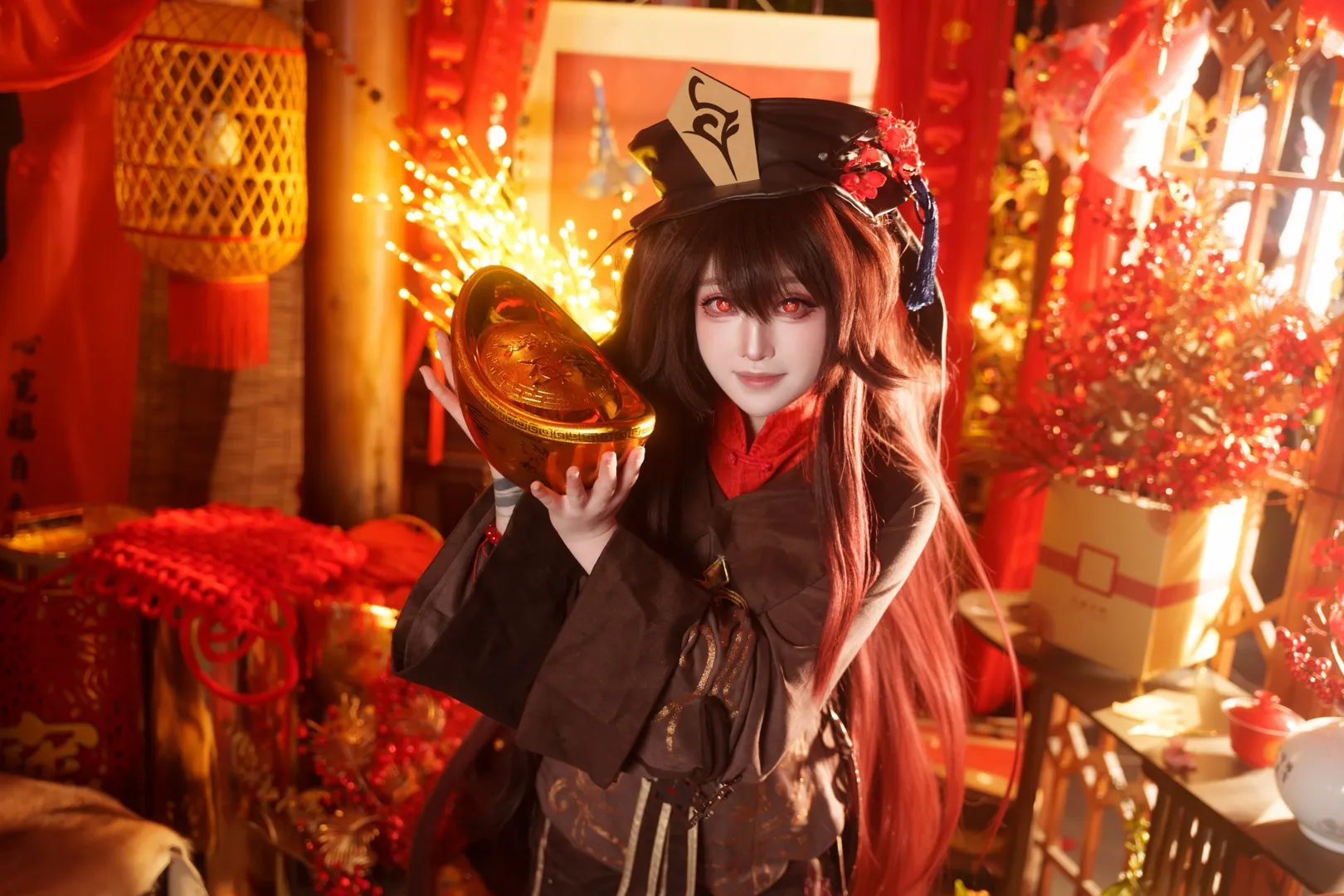 原神, cosplay摄影, 胡桃cos, 新年贺图, 新春国风 - 第3张