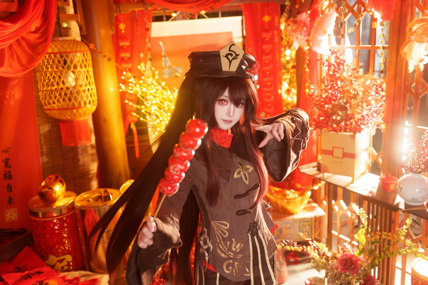原神, cosplay摄影, 胡桃cos, 新年贺图, 新春国风 - 第4张